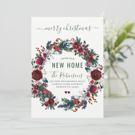 New home Merry kerstvakantie bewegend Announeme Aankondiging (Staand voorkant)