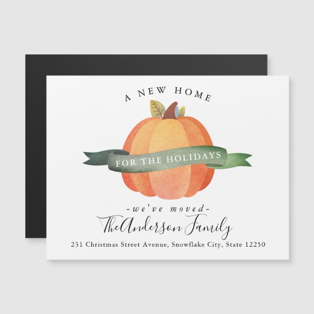 New Home Moved Pumpkin Holiday Moving Aankondiging (Voorkant / Achterkant)