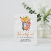 New Home Moved Thanksgiving Floral Pumpkin Moving Feestdagenkaart (Staand voorkant)