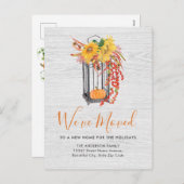 New Home Moved Thanksgiving Floral Pumpkin Moving Feestdagenkaart (Voorkant / Achterkant)