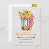 New Home Moved Thanksgiving Floral Pumpkin Moving Feestdagenkaart (Voorkant / Achterkant)