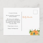 New Home Moved Thanksgiving Floral Pumpkin Moving Feestdagenkaart (Achterkant)