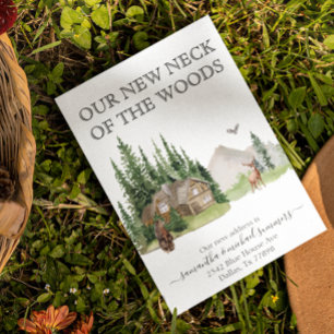 New Home Moving Announcement Cabin Lodge Aankondigingskaart