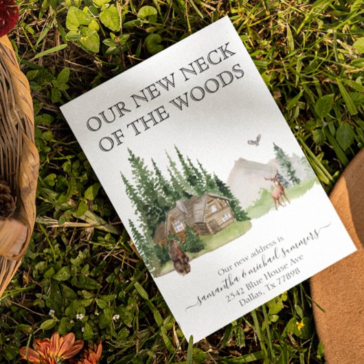 New Home Moving Announcement Cabin Lodge Aankondigingskaart