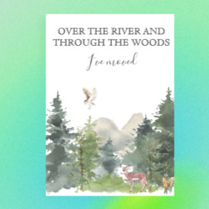 New Home Moving Announcement Cabin Lodge Forest Aankondigingskaart