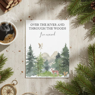 New Home Moving Announcement Cabin Lodge Forest Aankondigingskaart