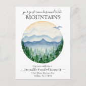 New Home Moving Announcement Cabin Lodge Mountains Aankondigingskaart (Voorkant)