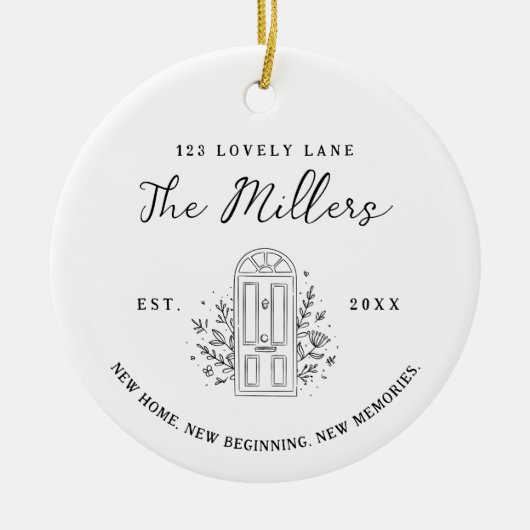 New Home New Beginning Address Photo Custom Keramisch Ornament (Voorkant)