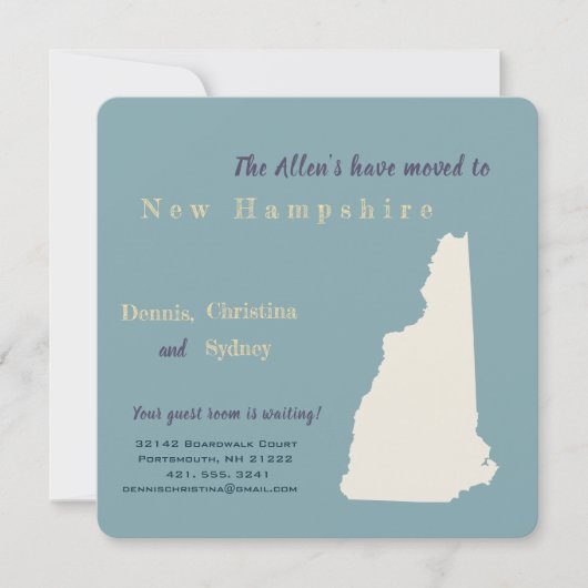 New Home New Hampshire Verhuisaankondiging Kaart (Voorkant)