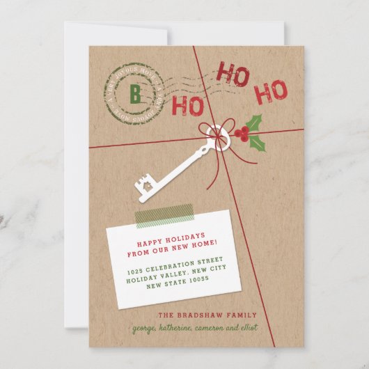 New Home New Key Holiday Moving Announcement Kaart (Voorkant)