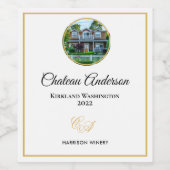 New Home Photo Chateau Achternaam Monogram Wine La Wijn Etiket (Enkel label)
