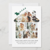 New Home Photo Collage Green Santa Sleigh Moving Feestdagenkaart (Voorkant)