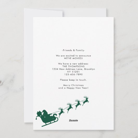 New Home Photo Collage Green Santa Sleigh Moving Feestdagenkaart (Achterkant)