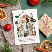 New Home Photo Collage Green Santa Sleigh Moving Feestdagenkaart