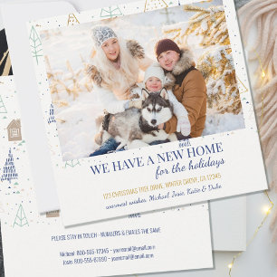 New Home Photo Doodle Tree and House Moving Aankondiging