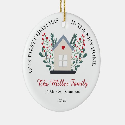 New Home Photo on back keepomwille Kerstmis Keramisch Ornament (Rechts)