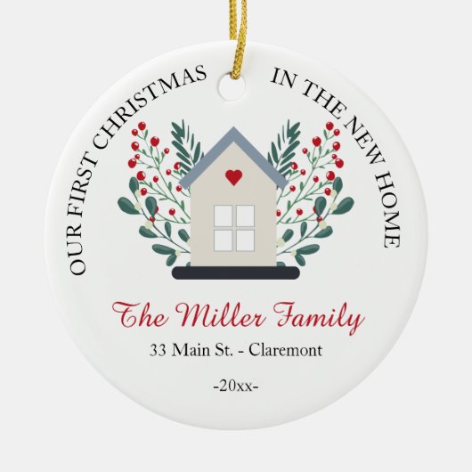 New Home Photo on back keepomwille Kerstmis Keramisch Ornament (Voorkant)