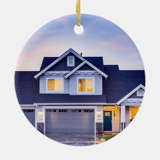 New Home Photo on back keepomwille Kerstmis Keramisch Ornament (Achterkant)