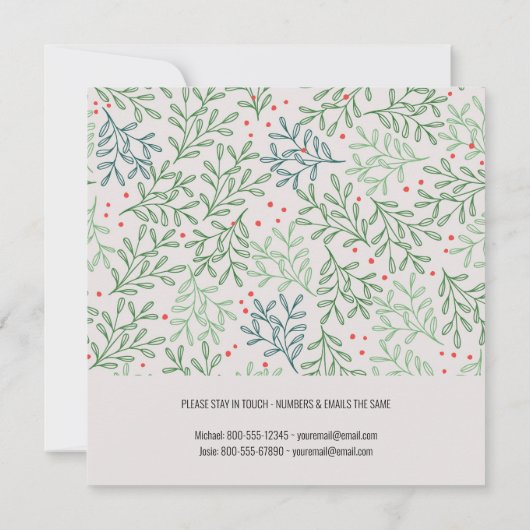 New Home Photo Winter Greenery Holiday Moving Aankondiging (Achterkant)