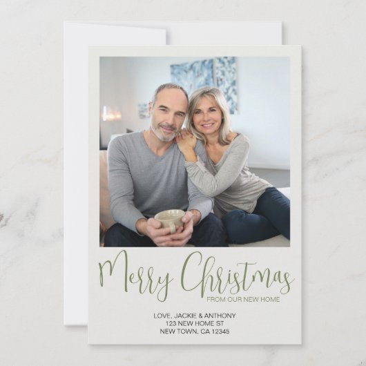 New Home Pine Tree Doodle Merry-kerstfoto Feestdagenkaart (Voorkant)