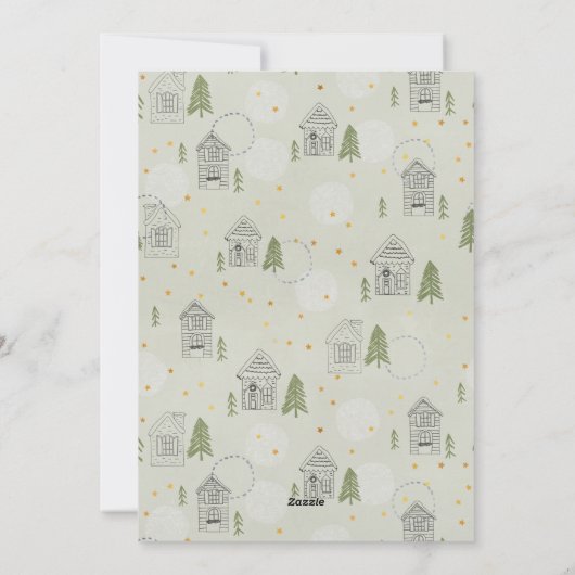 New Home Pine Tree Doodle Merry-kerstfoto Feestdagenkaart (Achterkant)