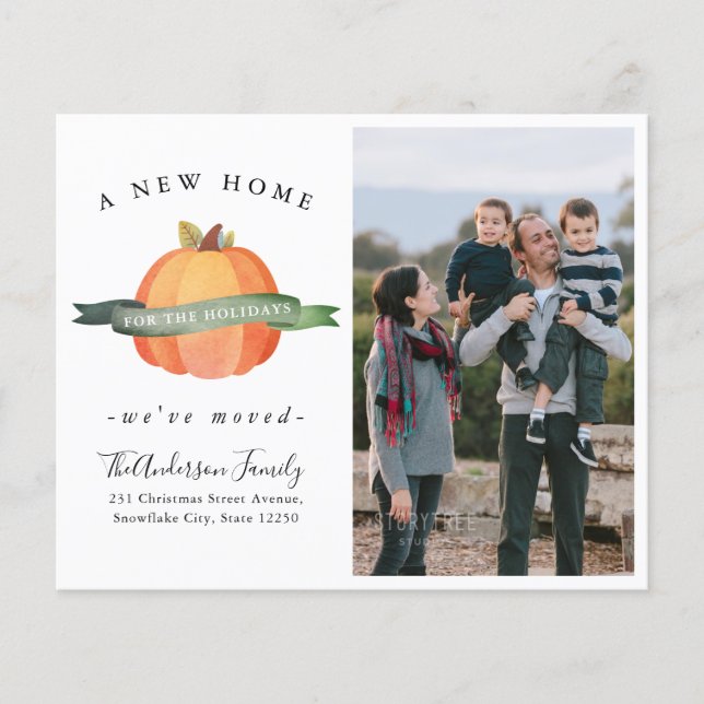 New Home Pumpkin Photo Holiday Moving Announge (Voorkant)