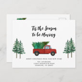 New Home  Red Truck-kerstboom Aankondigingskaart (Voorkant / Achterkant)