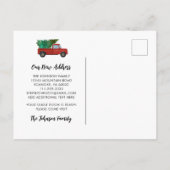 New Home  Red Truck-kerstboom Aankondigingskaart (Achterkant)