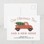 New Home Red Truck kerstboomvakantie Aankondigingskaart (Voorkant / Achterkant)