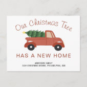 New Home Red Truck kerstboomvakantie Aankondigingskaart (Voorkant)