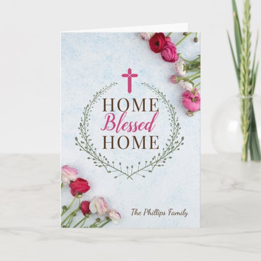 New Home Religious, Home Blessed Home Holiday Kaar Feestdagen Kaart (Voorkant)