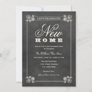New Home Rustic Black Chalkboard Housewarming Kaart