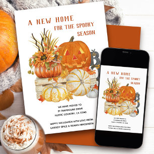 New Home Rustic Halloween Moving Aankondiging