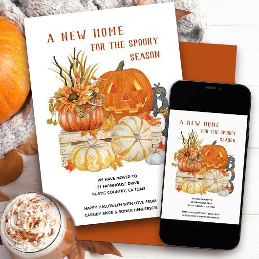 New Home Rustic Halloween Moving Aankondiging
