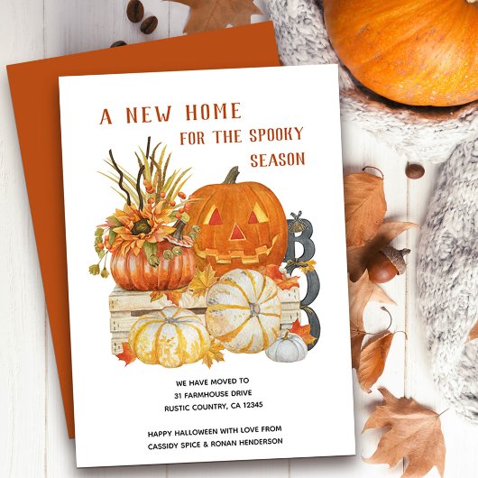 New Home Rustic Halloween Moving Aankondiging