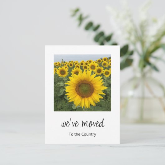 New Home Rustic Sunflower Moving Aankondigingskaart (Staand voorkant)