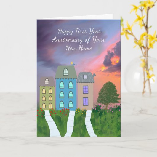 New Home!st Year Jubileum Kaart (Gele Bloem)