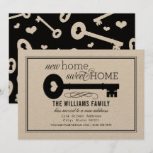 New Home Sweet Home Black Kraft  Key Moving