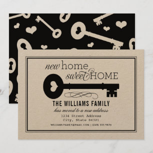 New Home Sweet Home Black Kraft  Key Moving Aankondiging