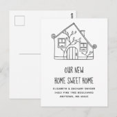 New Home Sweet Home Black White House Moving Briefkaart (Voorkant / Achterkant)