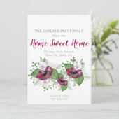 New Home Sweet Home Floral Waterverf Moving Aankondiging (Staand voorkant)