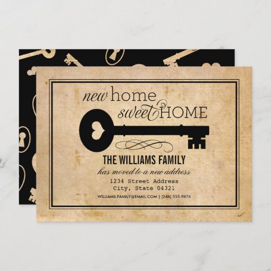 New Home Sweet Home Key Moving Aankondiging (Voorkant / Achterkant)