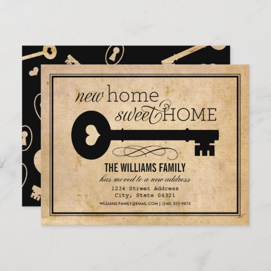 New Home Sweet Home  Key Moving Aankondiging (Voorkant / Achterkant)