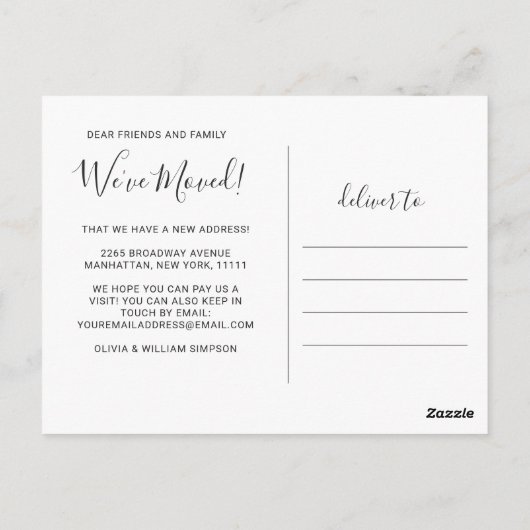 New Home Sweet Home Moving Annocement Briefkaart (Achterkant)