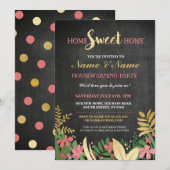 New Home Sweet House Warming ChalkBoard Key Invite Kaart (Voorkant / Achterkant)