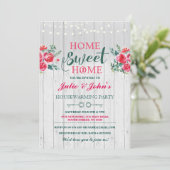 New Home Sweet House Warming Floral Key Invite Kaart (Staand voorkant)