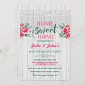 New Home Sweet House Warming Floral Key Invite Kaart (Voorkant / Achterkant)