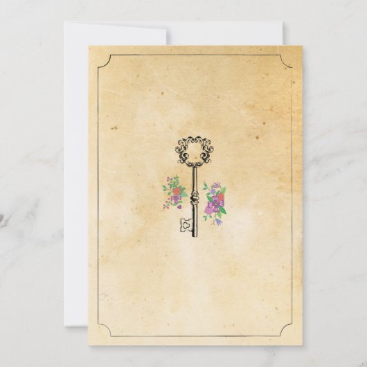 New Home Sweet House Warming  Key Invite Kaart (Achterkant)