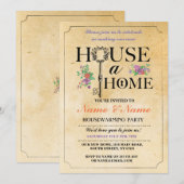 New Home Sweet House Warming  Key Invite Kaart (Voorkant / Achterkant)
