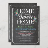 New Home Sweet HouseWarming Chalk Board Key Uitnod Kaart (Voorkant / Achterkant)